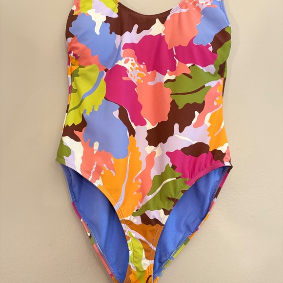 Catalina Abstract Floral Pattern Swimsuit w Criss Cross Back - Picture 7 of 15